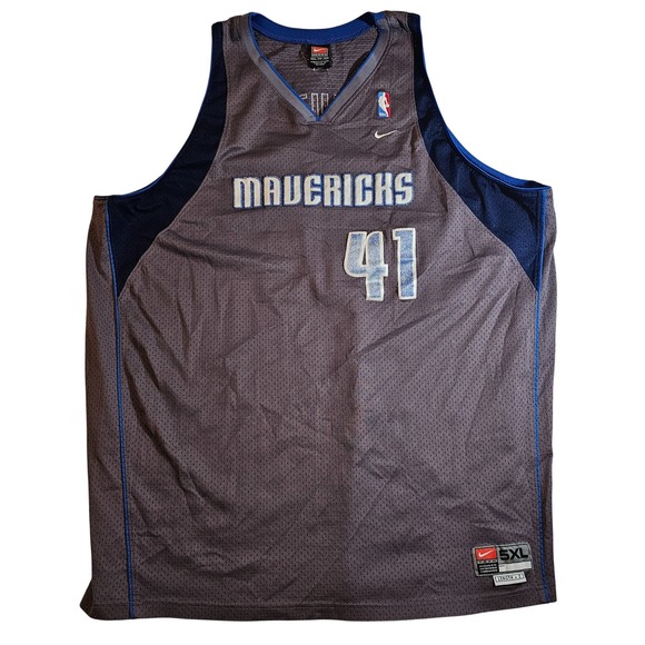 Dallas Mavericks Dirk‎ Nowitzki 41 Basketball Alt Jersey 5XL Grey Blue Nike NBA